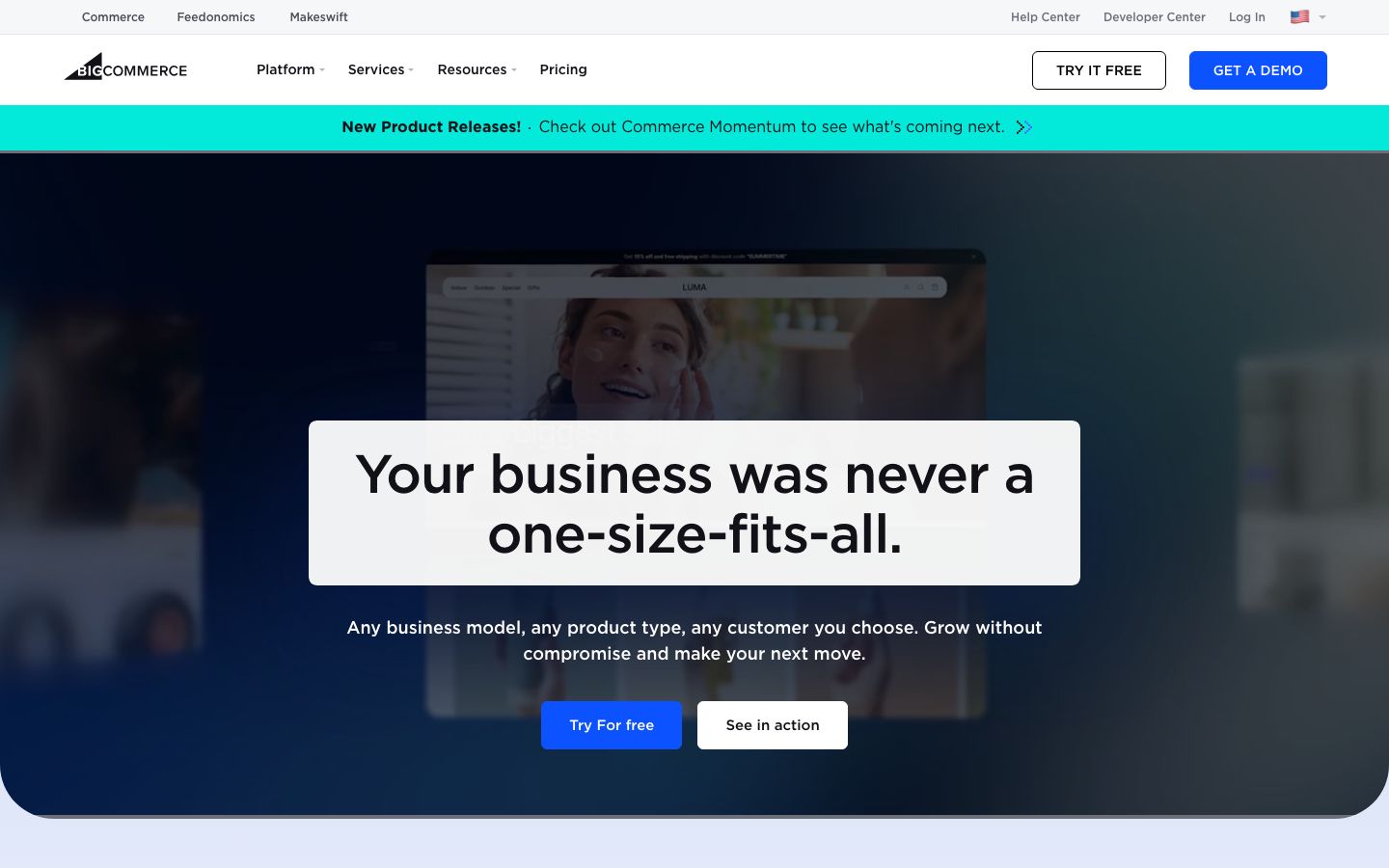 Capture d'écran du site de BigCommerce