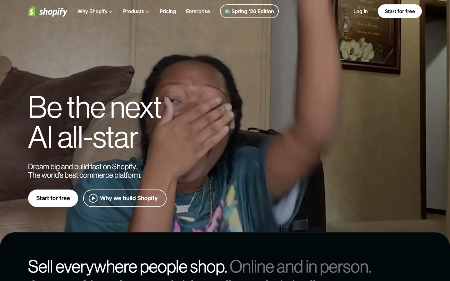 Capture d'écran du site de Shopify