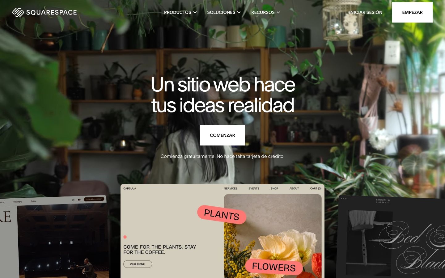 Capture d'écran du site de Squarespace