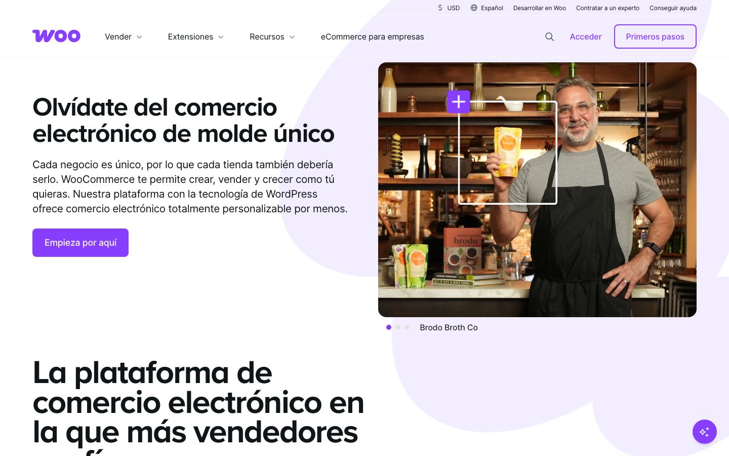 Capture d'écran du site de WooCommerce